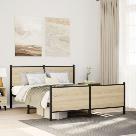 Metal Bed Frame without Mattress Sonoma Oak 140x190 cm 3301360
