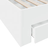 Bed Frame White Engineered wood, Plywood Double Bed Frame 3280398