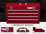 Lockable Metal Tool Box, 4 Drawer Tool Chest with Latches, Handle, Ball Bearing Runners, Red T3398P343059