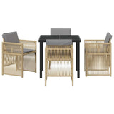 Garden Dining Set 5 pcs Beige Powder-Coated Steel 3380669