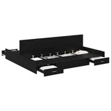 Storage Bed Frame Black oak 200 x 200 cm Engineered wood 3335262