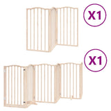 Dog Gate with Door Foldable 9 Panels 450 cm Poplar Wood 3155588