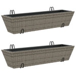 ZNTS Planters with hooks 2 pcs Grey Poly Rattan 366406