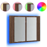 LED Mirror Cabinet Brown Oak 60x12x45 cm Engineered Wood 822843
