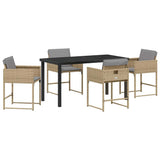 Garden Dining Set with Cushion 5 pcs Beige Poly Rattan 3380029