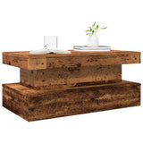Coffee Table with LED Lights Old Wood 90x50x40 cm 857714