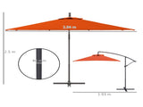 3 Cantilever Overhanging Parasol, with Cross Base - Orange T3398P323891