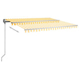 Freestanding Manual Retractable Awning 400x350 cm Yellow/White 3069818