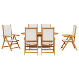 Garden Dining Set Folding 7 pcs Cream White Solid Acacia Wood 3375743