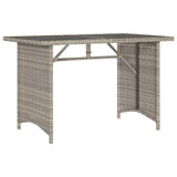 Garden Table with Glass Top Light Grey 110x68x70 cm Poly Rattan 366354