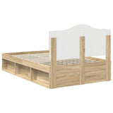 Bed Frame Sonoma Oak 135 x 190 cm Solid Pine Wood 3413319