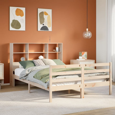 ZNTS Bookcase Bed without Mattress 140x200 cm Solid Wood Pine 3321899