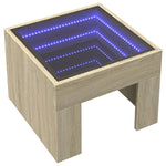 ZNTS Coffee Table with Infinity LED Sonoma Oak 40x40x30 cm 847597