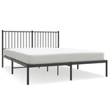 Metal Bed Frame without Mattress with Headboard Black 160x200cm 350867