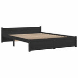 Bed Frame without Mattress Black Solid Wood 135x190 cm Double Double 815023