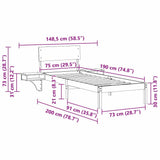Bed Frame with Headboard Wax Brown 75 x 190 cm Solid Pine Wood 873474