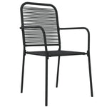 7 Piece Garden Dining Set Black Cotton Rope and Steel 3156541