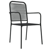 7 Piece Garden Dining Set Black Cotton Rope and Steel 3156541