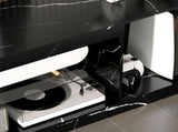 TV Stand Cabinet, Marble Effect TV Unit for up to 55" TVs with Glass Shelf and Storage Cabinet, T3398P377867