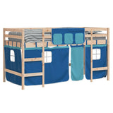 Kids' Loft Bed with Curtains without Mattress Blue 90x190cm 3206974