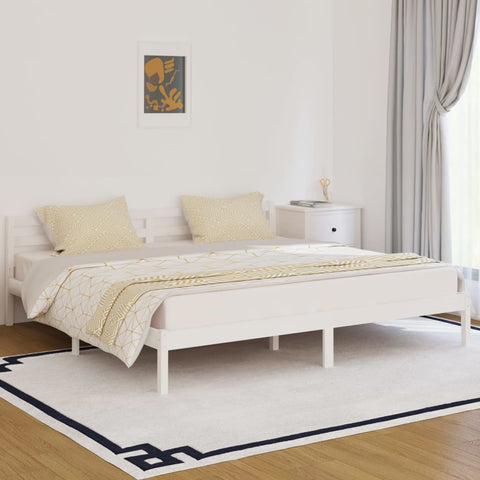 Bed Frame without Mattress Solid Wood Pine 200x200cm White 810451