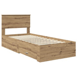 Bed Frame with Drawer Artisan Oak 90 x 190 cm Engineered Wood 3410957
