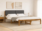 Bed Frame with Upholstered Headboard Natural and Dark Grey 3425343