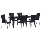 Garden Dining Set 7 pcs Black Powder-Coated Steel 3379406