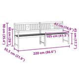 Outdoor Bench Natural 220 x 55.5 x 90 cm Solid Acacia Wood 42028092