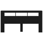 ZNTS Storage Headboard with LED Lights Black Oak 200x18,5x103,5 cm 863116
