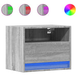 ZNTS Wall-mounted Bedside Cabinet with LED Lights Grey Sonoma 852071