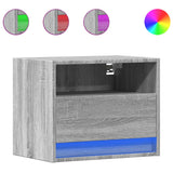 ZNTS Wall-mounted Bedside Cabinet with LED Lights Grey Sonoma 852071