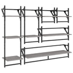 ZNTS 6 Piece Wall Shelf Set with Bars Grey Sonoma Engineered Wood 836271