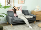 Two-Seater Velvet-Feel Sofa - Grey T3398P377879