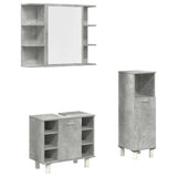 3 Piece Bathroom Furniture Set Concrete Grey Engineered Wood 3324854
