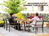6 Seater Wooden Garden Dining Table, 175 x 80 cm Rectangular Outdoor Dining Table with 5cm Parasol T3398P377588