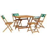 5 Piece Garden Dining Set Leaf Pattern Fabric and Solid Wood 3281788