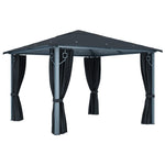 ZNTS Gazebo with Curtain&LED String Lights 3x3 m Anthracite Aluminium 3070333