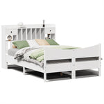 ZNTS Bed Frame without Mattress White 150x200 cm King Size Solid Wood Pine 3323375