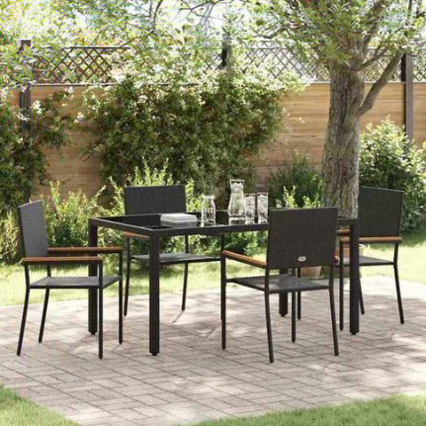Garden Dining Set 5 pcs Black Poly Rattan 3365390