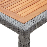 Garden Table Grey 200x150x74 cm Poly Rattan and Acacia Wood 46135