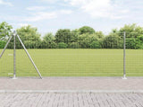 Fence Post with Concrete Base 13 pcs Silver Powder-Coated Steel 42004323