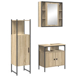 Bathroom Furniture Set with Shelf 3 pcs Brown Engineered wood 3345136