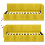 Corner Bed Frame with Headboard Yellow 90 cm x 200 cm Velvet 42016272