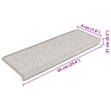 Stair Mats Self-adhesive Sisal-Look 15 pcs 65x21x4 cm Platina 326882