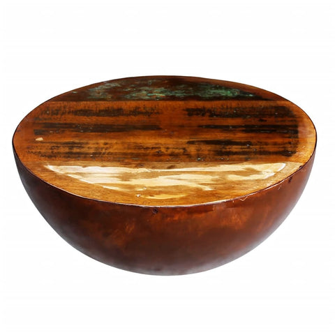 ZNTS Coffee Table Bowl-shaped with Steel Base Solid Reclaimed Wood 241648