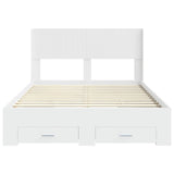 Bed Frame with Storage and Headboard White Engineered Wood 3414445