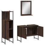 ZNTS 3 Piece Bathroom Cabinet Set Brown Oak Engineered Wood 3214353