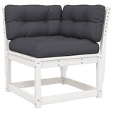 5 Piece Garden Lounge Set with Cushions White Solid Wood Pine 3216921