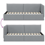 Corner Bed Frame with Headboard Light Grey 90 x 200 cm Velvet 42016463